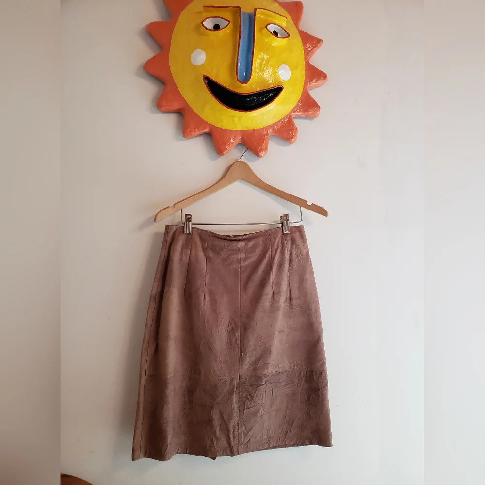 Winlit distressed soft brown lined leather skirt size 7/8 - Picture 2 of 8